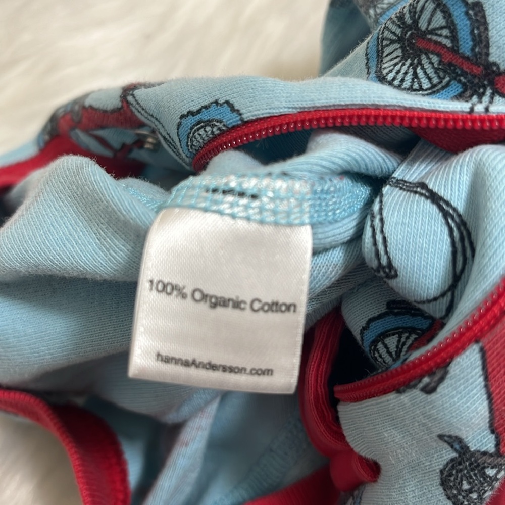 Hanna Andersson Blue Red Bicycle Print 100% Organic Cotton Pajamas - Picture 8 of 8